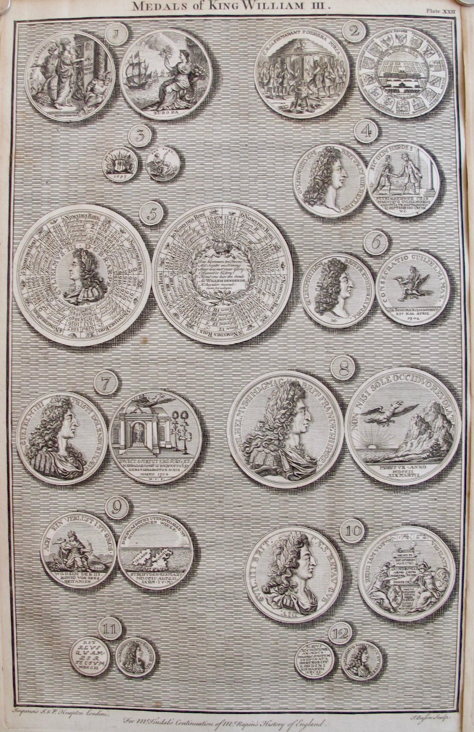 1745 Sheet of British Regal Medals of King William III, 2-Piece Collectible Set - Perfect for Coin Collectors, History Enthusiasts & Display Cases