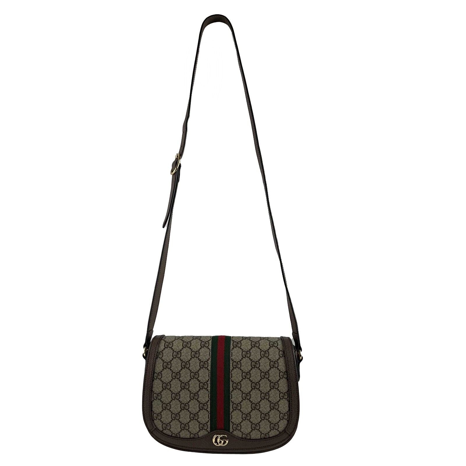 Gucci GG Supreme Monogram Web Small Ophidia Flap Messenger Crossbody Bag in Brown | Stylish and Functional for Everyday Use, Travel, and Work