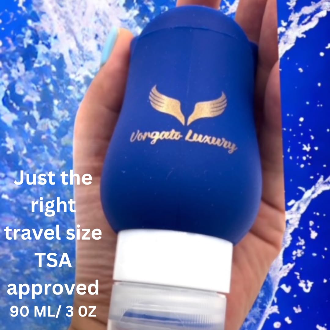 3oz Travel Toiletry Bottles Set of 4 - TSA Approved Leak Proof Silicone Containers for Shampoo, Lotion & Cosmetics - Perfect for Airplane Carry-on, Gym Bag & Vacation Essentials