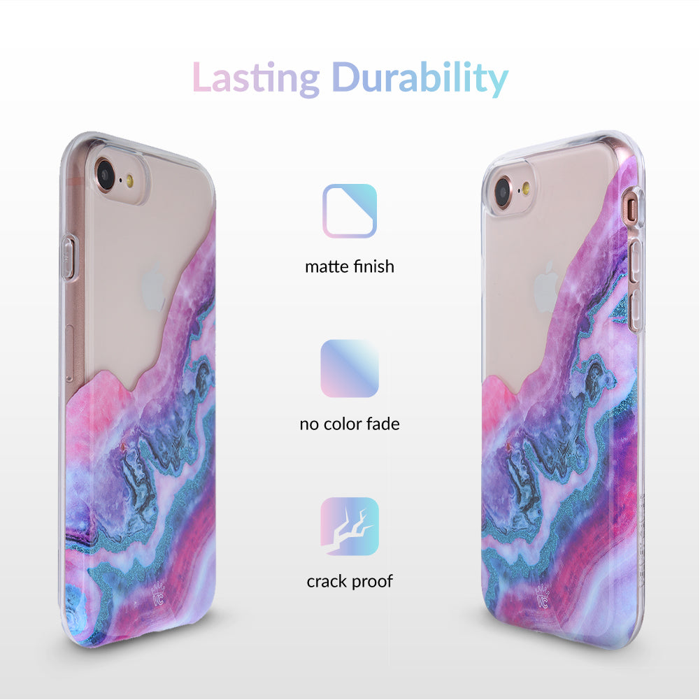 Geode Glitter Clear iPhone Case - Shatterproof Protective Cover with Crystal Design for iPhone 14/13/12/11 Pro Max - Perfect for Everyday Use & Special Occasions