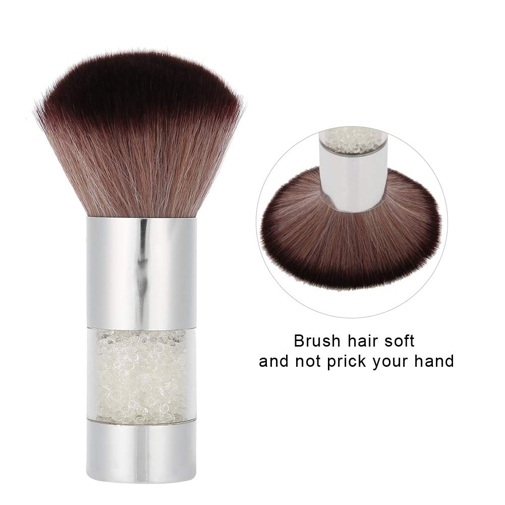 Professional Manicure Dust Removal Brush - Brown Bristles with Silver Handle for Nail Salon & Home Use | Multi-Functional Nail Art Cleaning Tool for Acrylic, Gel & Dip Powder Applications