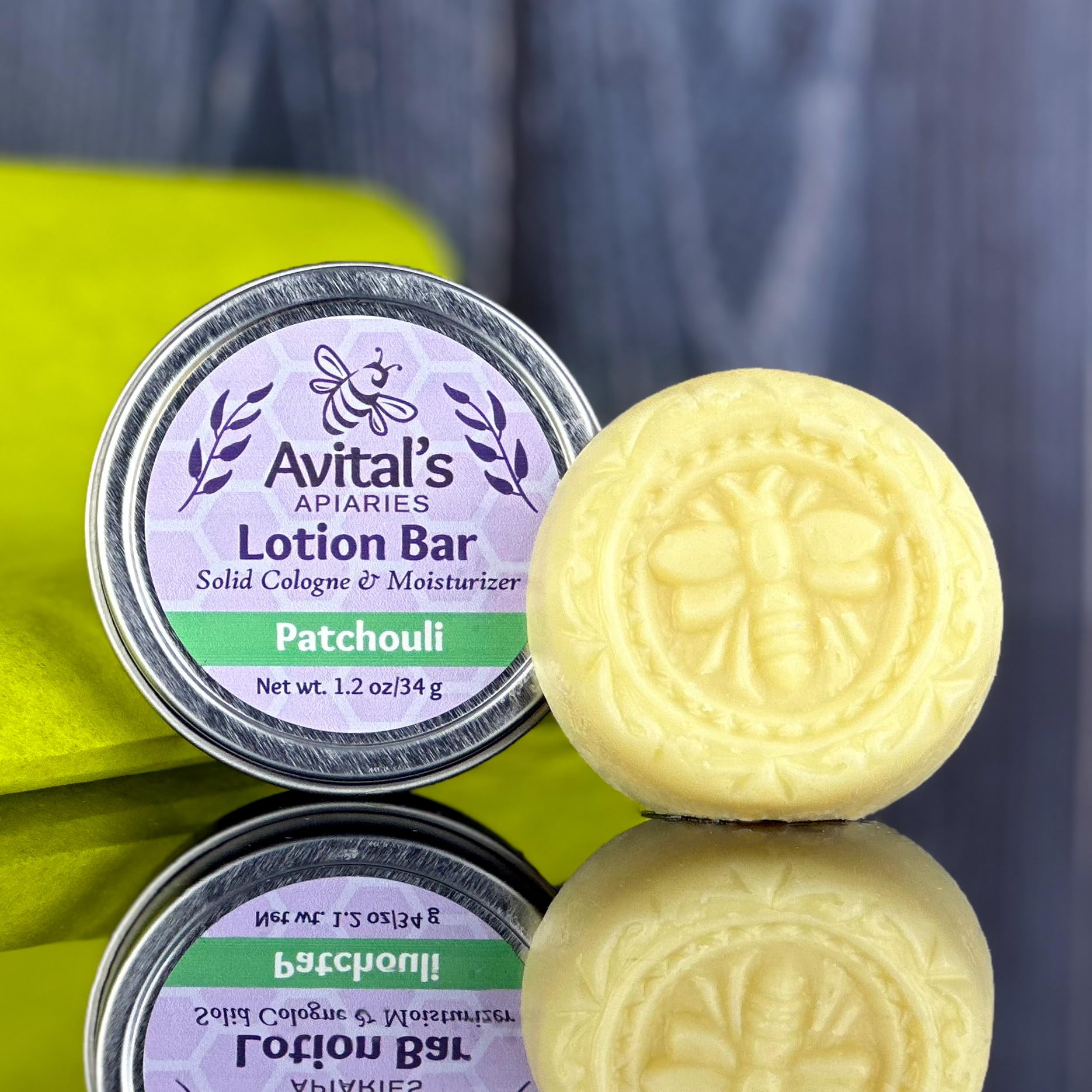 Avitals Moisturizing Lotion Bar with Beeswax & Natural Oils - Cocoa Butter, Shea Butter, Argan Oil, Vitamin E - Patchouli Scented for Dry Skin Care - Perfect for Travel, Gym Bag & Handbag Hydration