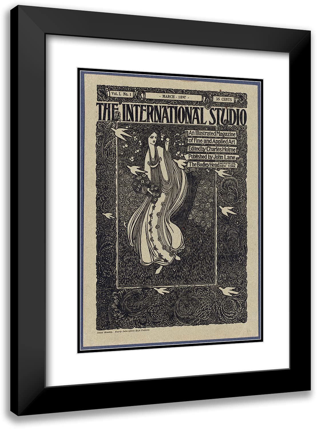 Will Bradley 14x18 Black Modern Frame with Double Matted Museum Art Print - The International Studio, March 1897 (1897) | Vintage Home Decor, Office Wall Art, Gift for Art Lovers