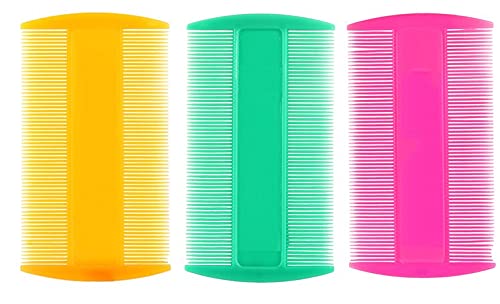 Ghelonadi Plastic Lice Removal Comb for Kids & Adults - Fine Tooth Nit Comb for Dry & Wet Hair - 3 Pack Multicolor Lice Treatment Kit - Perfect for Home, School & Travel Use