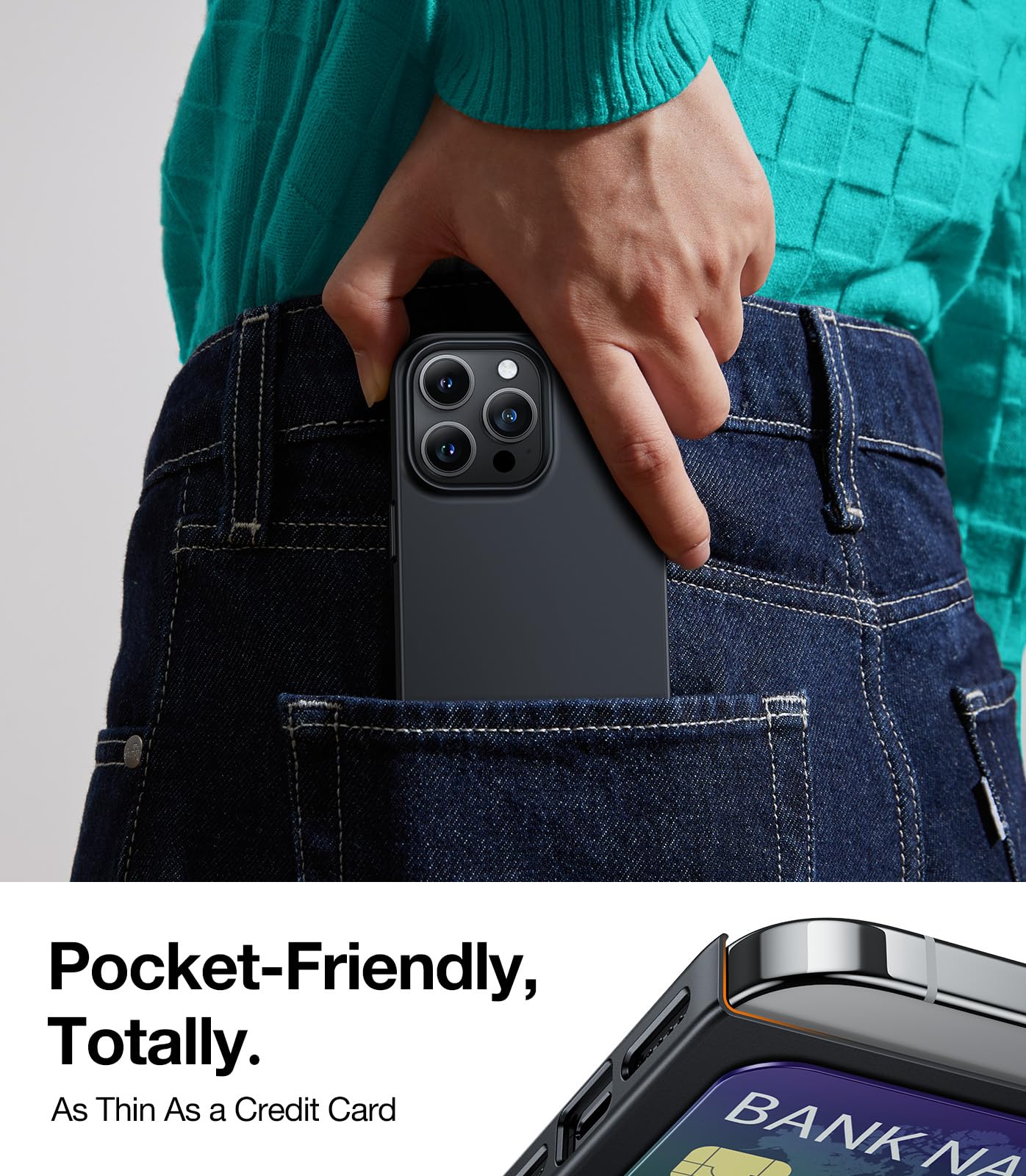 TORRAS Ultra Thin iPhone 15 Pro Case 6.1 Inch - Slim Fit Matte Hard Cover with Velvety Feel, Lightweight & Anti-Scratch Protection - Perfect for Everyday Use, Office & Travel - Black