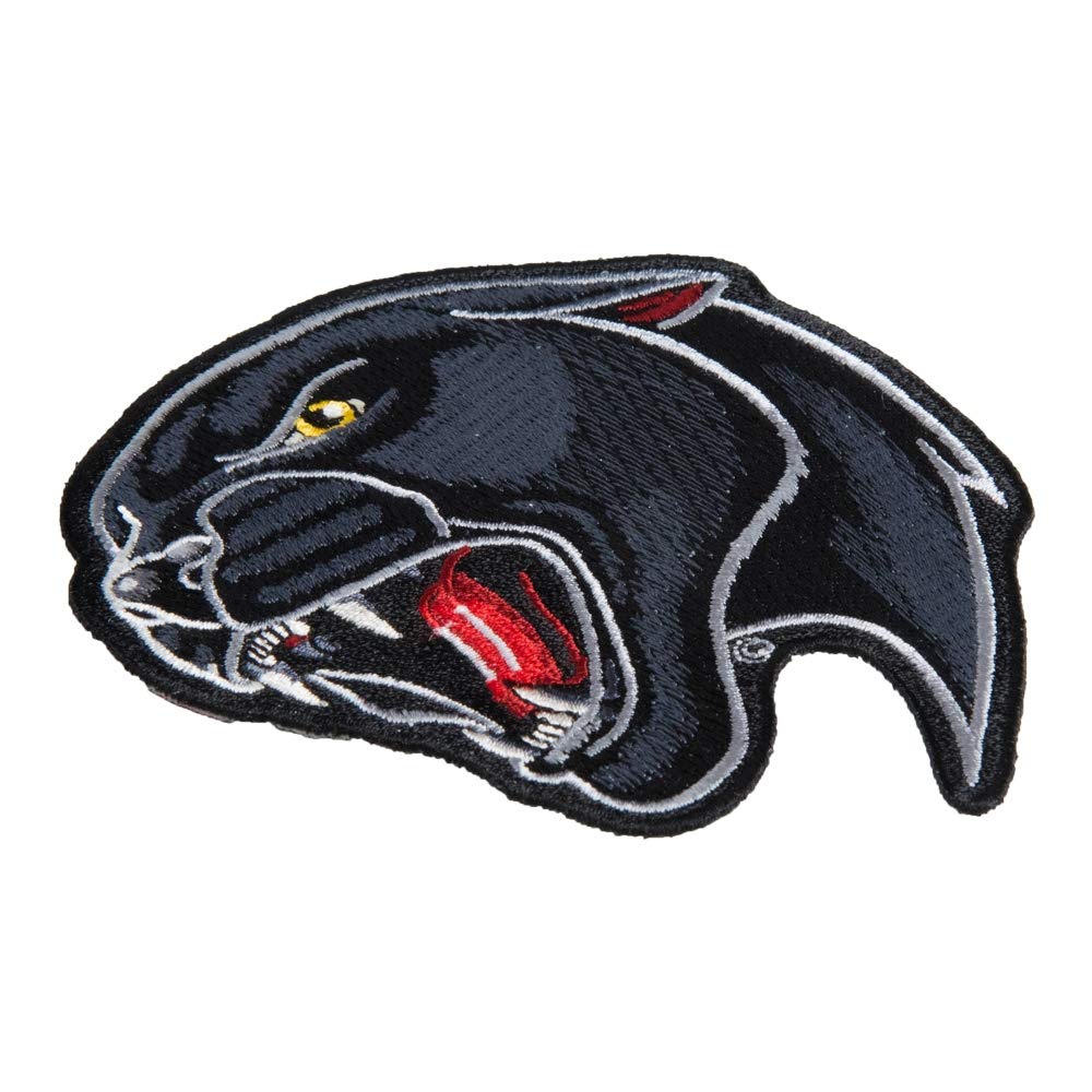 PatchStop Panther Head Black Iron On Patches for Clothing & Jeans - 4x4.5 Inch Medium DIY Sew On Embroidered Patch for Jackets, Bags, Hats - Wild Animal Decorative Patches for Bikers, Fashion Enthusiasts & DIY Craft Projects