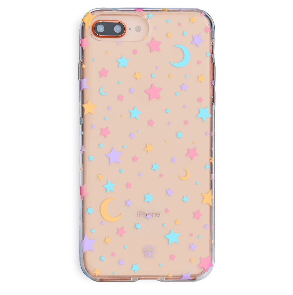 Pastel Starry Night Clear iPhone Case - Protective & Stylish Phone Cover for iPhone 13/14/15 - Perfect for Travel, Work & Everyday Use