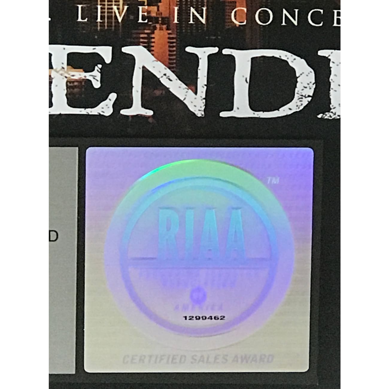 Coheed and Cambria Neverender RIAA Gold Certified Video Award - Perfect for Music Collectors & Rock Memorabilia Displays