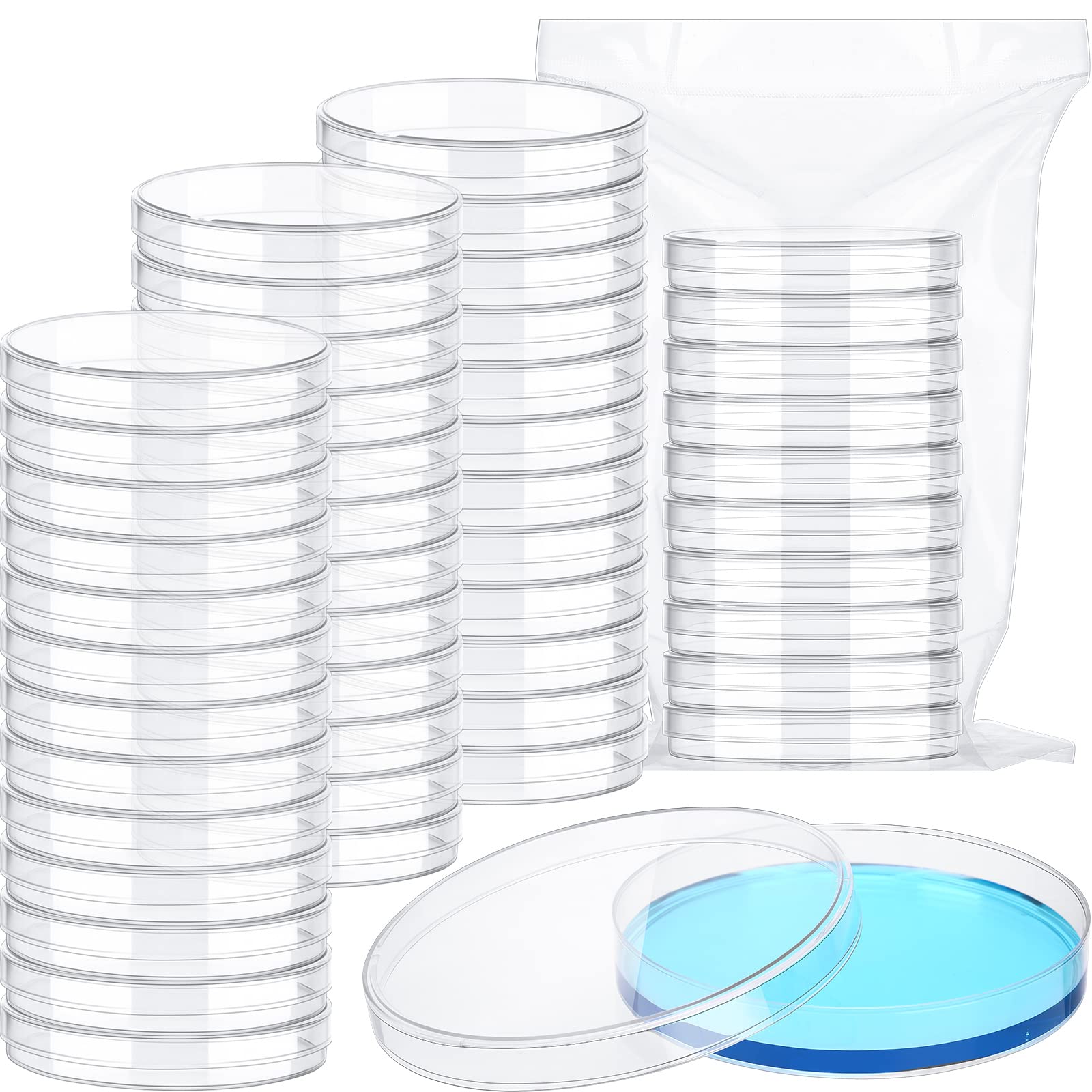 Fabbay 120 Pack Sterile Plastic Petri Dishes with Lids - 90 x 15 mm Deep Clear Lab Petri Dishes for Cell Culture, School Science Projects & Lab Experiments | Perfect for Biology Labs, Classroom STEM Activities & Science Party Decorations