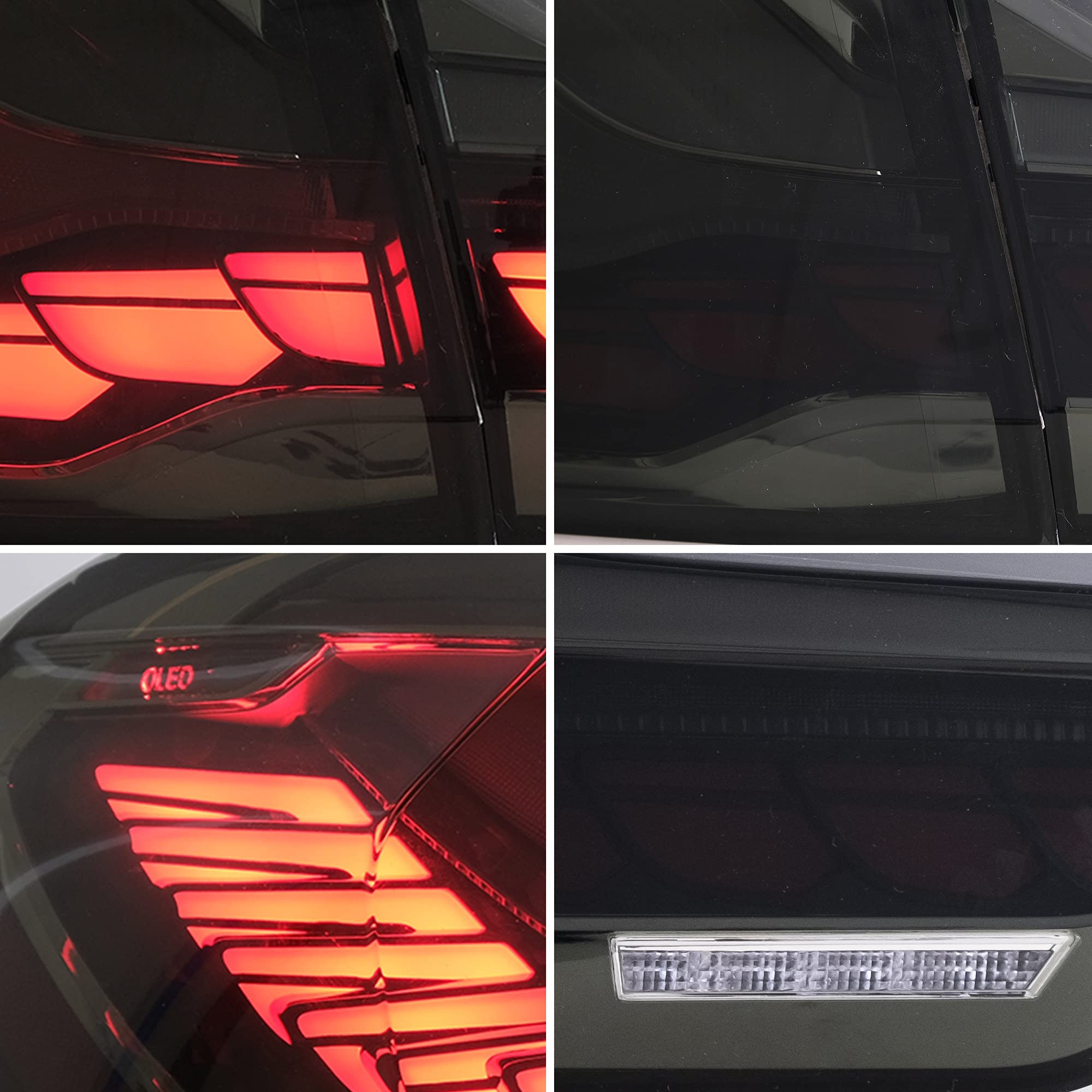 VLAND OLED 4 Series Smoked Tail Lights for BMW M4 GTS F32 F33 F82 F36 F83 (2014-2020) - Dynamic Dragon Scales Running Light - Sedan/Coupe/Convertible Upgrade - Enhance Night Driving Safety & Style