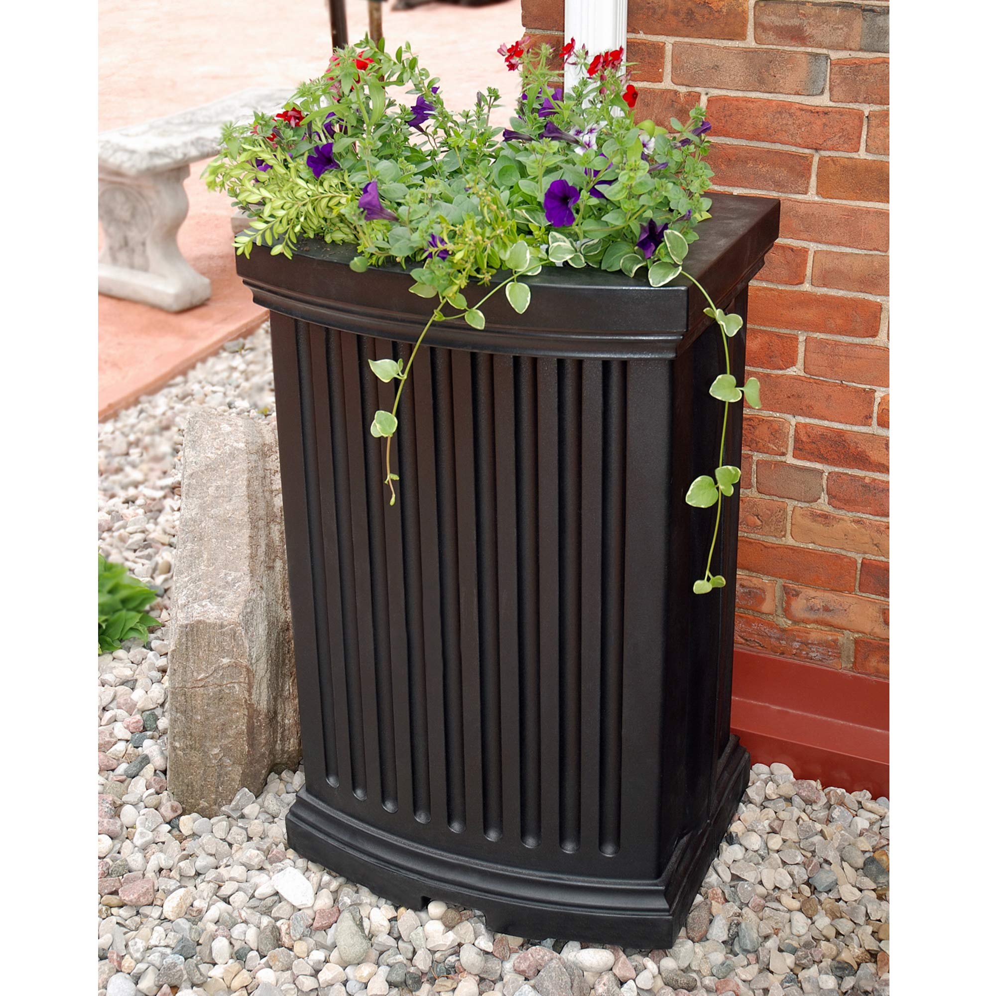 Mayne Madison Rain Catcher Barrel - 35 Gallon Black Rainwater Collection System - 9.5
