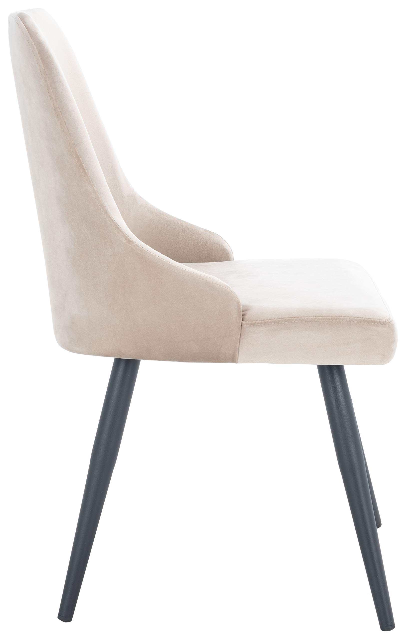 SAFAVIEH Zoi Velvet Dining Chairs Set of 2 - 19 Inch Modern Upholstered Side Chairs for Kitchen, Dining Room & Office - Taupe & Black Velvet Fabric Seating