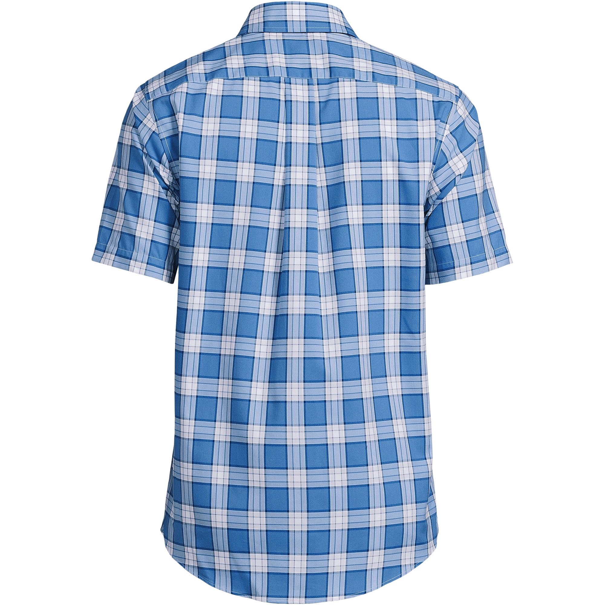 Lands' End Men's Short Sleeve No Iron Twill Shirt - Wrinkle-Free Comfort for Business Casual & Summer Wear