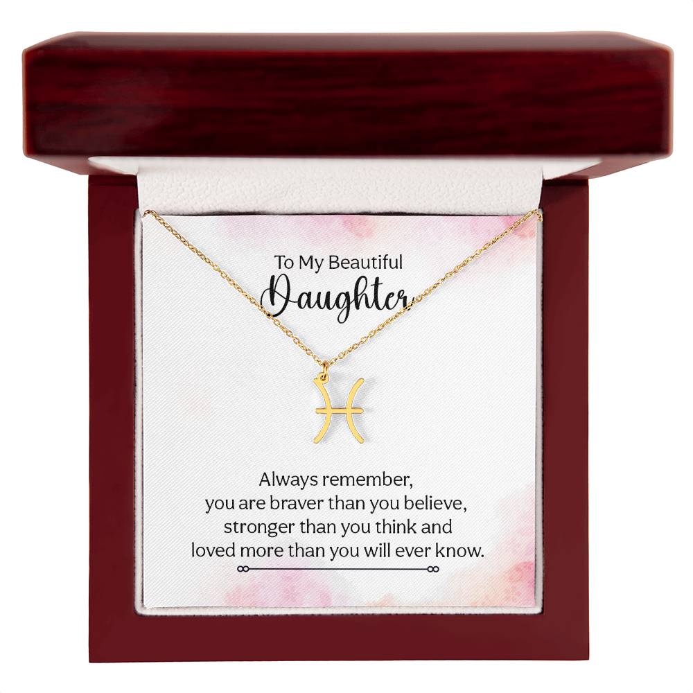 Zodiac Necklace for Daughter - Personalized Mom Gift in Stainless Steel or Gold Finish - Perfect for Birthday, Graduation & Mother-Daughter Bonding