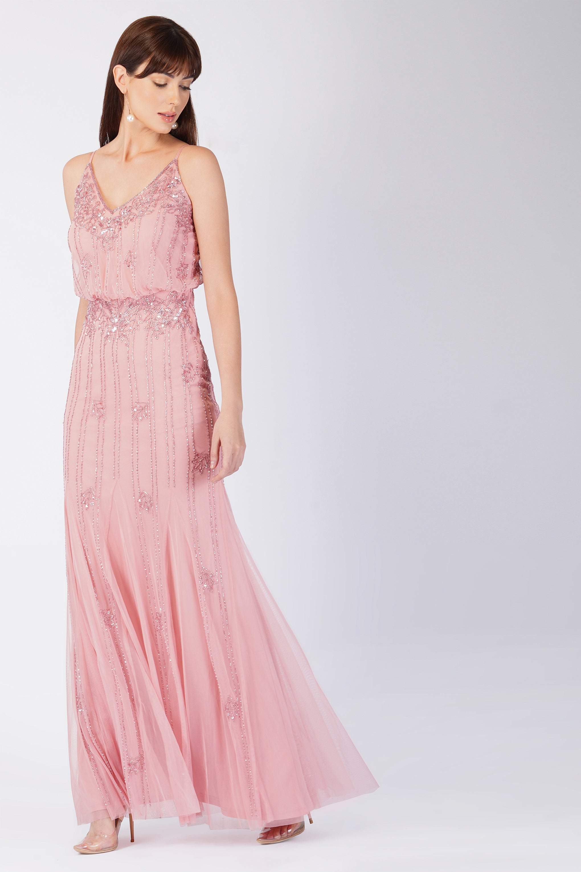 Elegant Keeva Dusty Pink Bridesmaid Dress - A-Line Floor Length Chiffon Gown for Weddings, Formal Events & Special Occasions