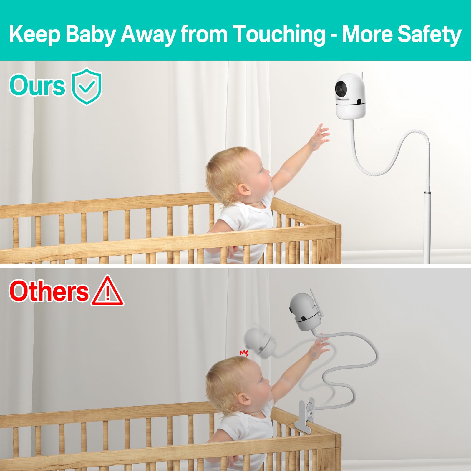 Adjustable Baby Monitor Stand with Storage Tray - Universal Floor Mount for HelloBaby, VTech, Infant Optics DXR-8/DXR-8 Pro, Nanit Pro, Eufy, Owlet & VAVA - Perfect for Nursery, Bedroom & Home Security Monitoring