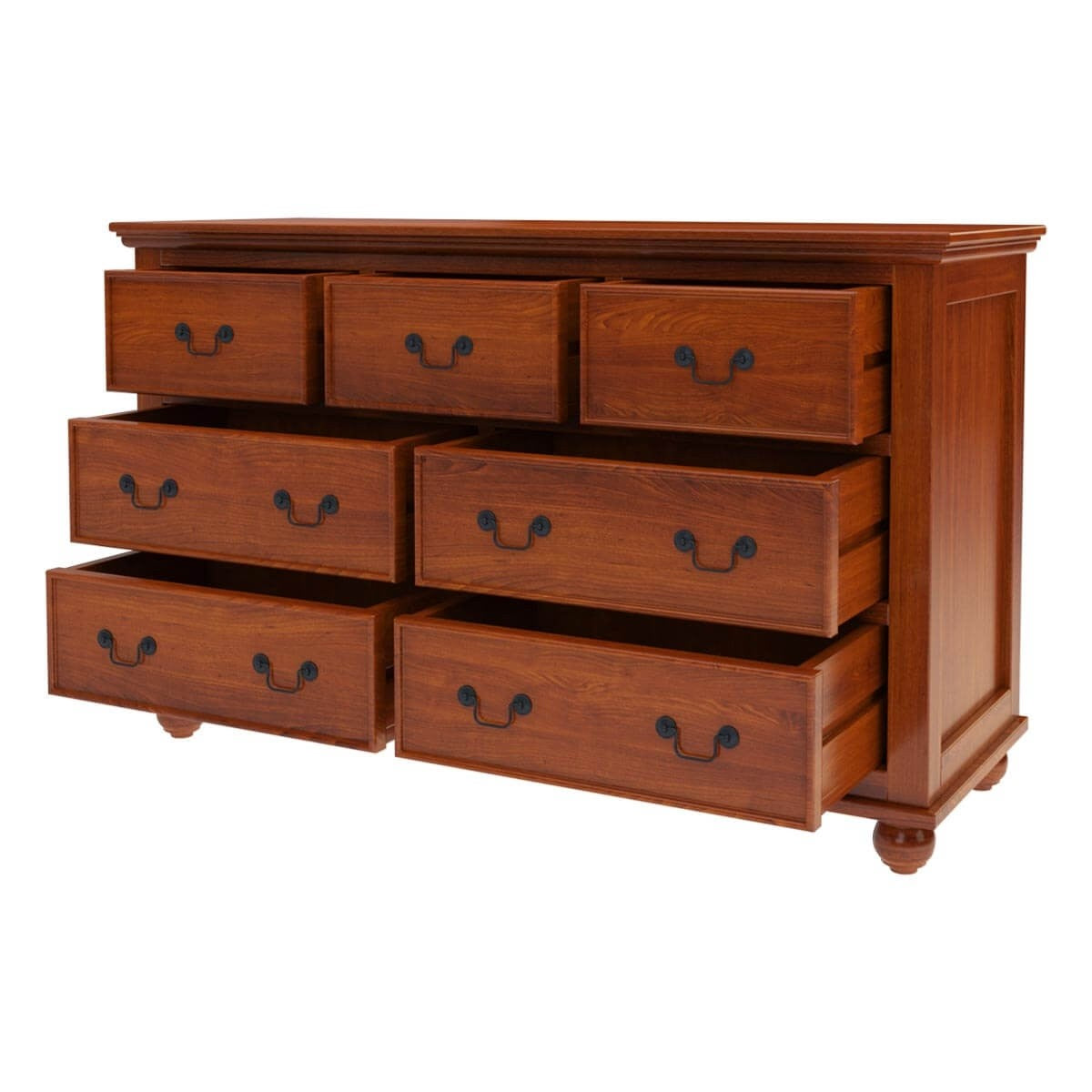 Premium Indian Mango Wood 7-Drawer Double Dresser - Solid Wood Bedroom Furniture for Storage & Organization - Perfect for Master Bedroom, Guest Room or Nursery Decor