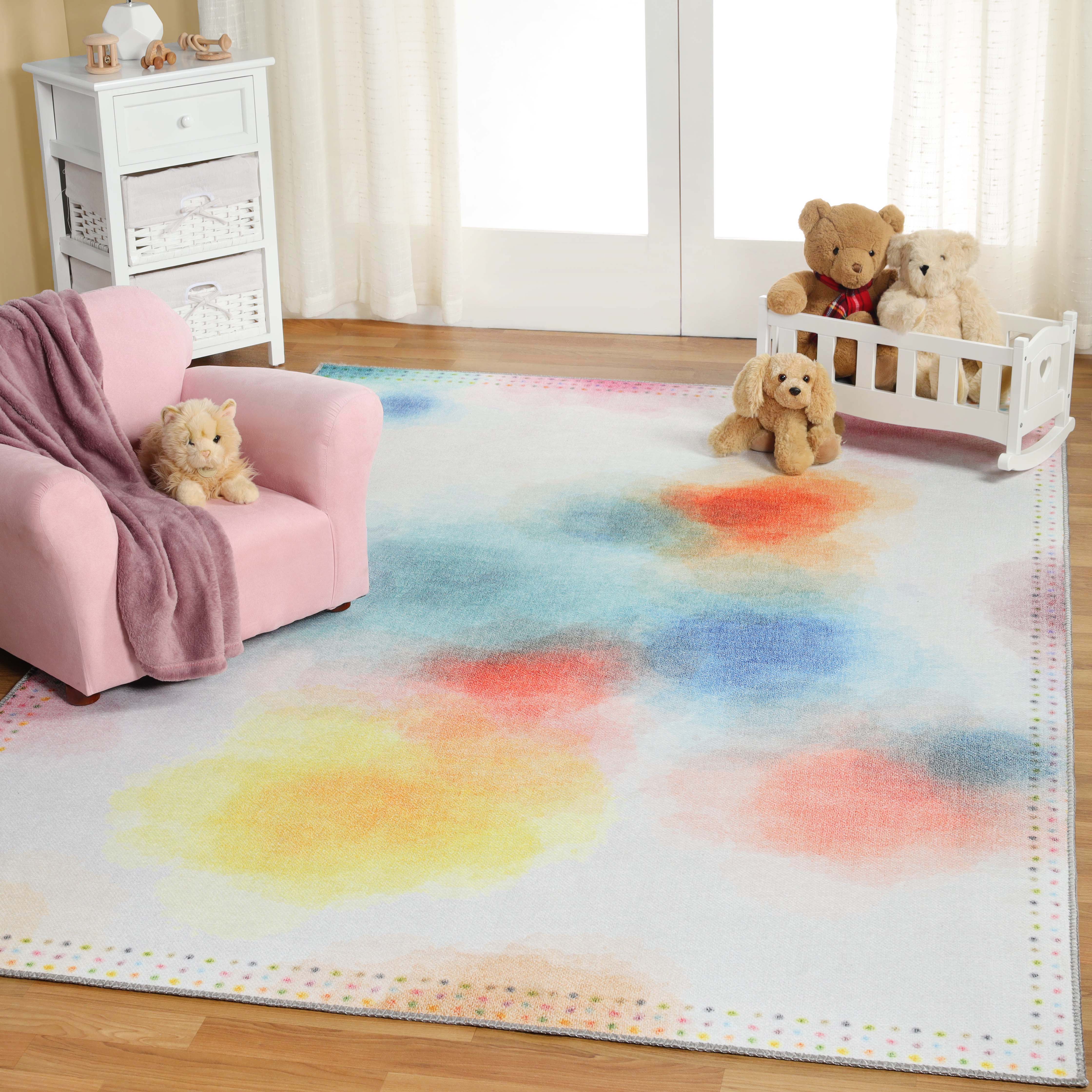 Blossom Kids Non-Slip Area Rug - Colorful Playroom Rug with Anti-Skid Backing for Nursery, Bedroom & Play Areas | Soft Kids Floor Mat for Safety & Style
