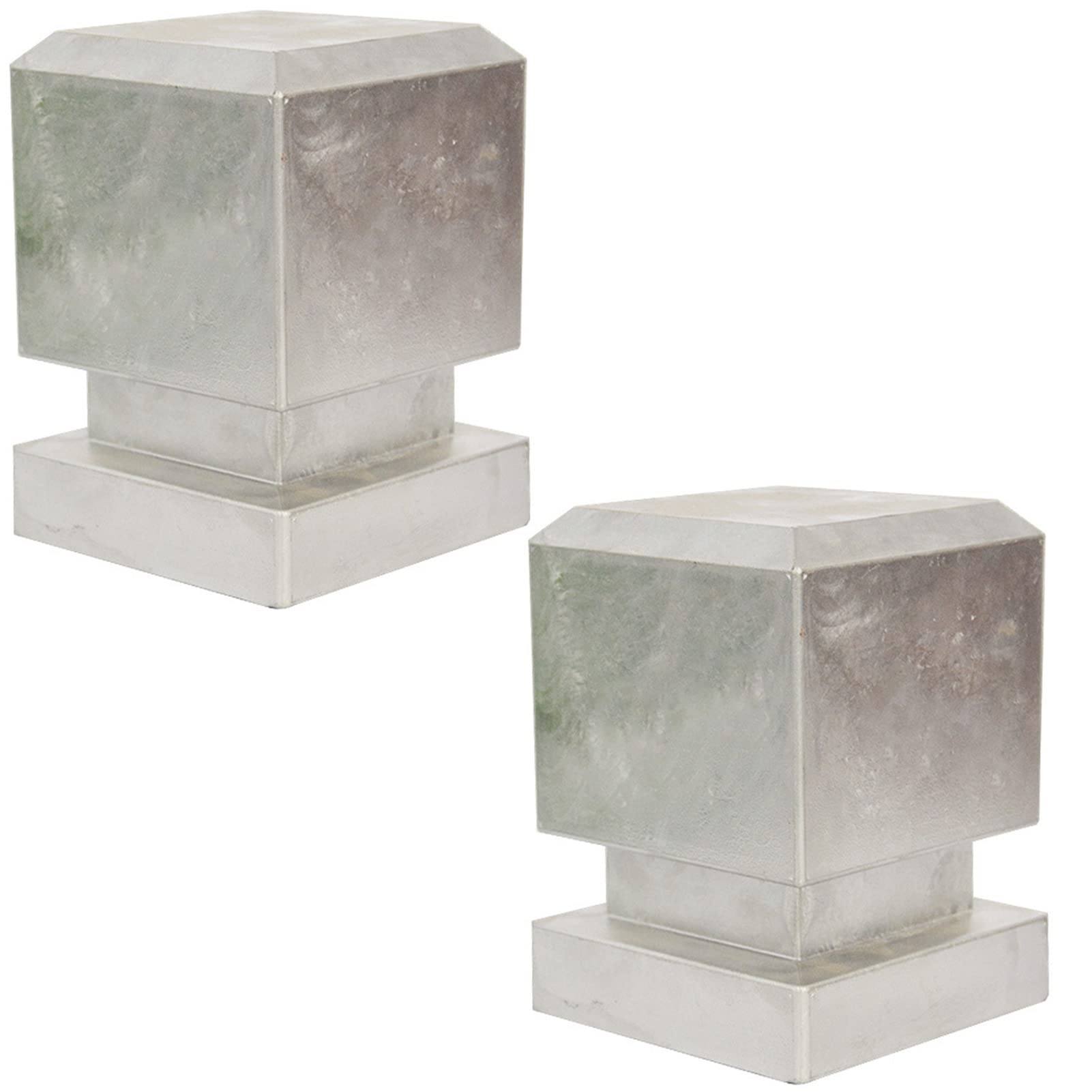 2Pcs Heavy Duty Aluminum Pressed Post Caps for 4x4 Inch Fences, Newel Posts & Deck Posts - Durable Silver Finish (Perfect for Outdoor Decks, Patios & Garden Fencing)