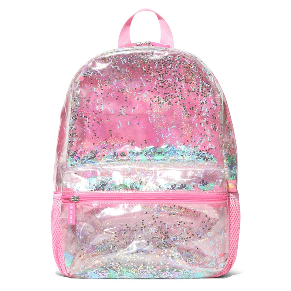 Stitchese Double Twinkle Backpack for Women - Cute Pink School Backpack with Sparkle Design, Lightweight & Durable for College, Travel, Work & Everyday Use