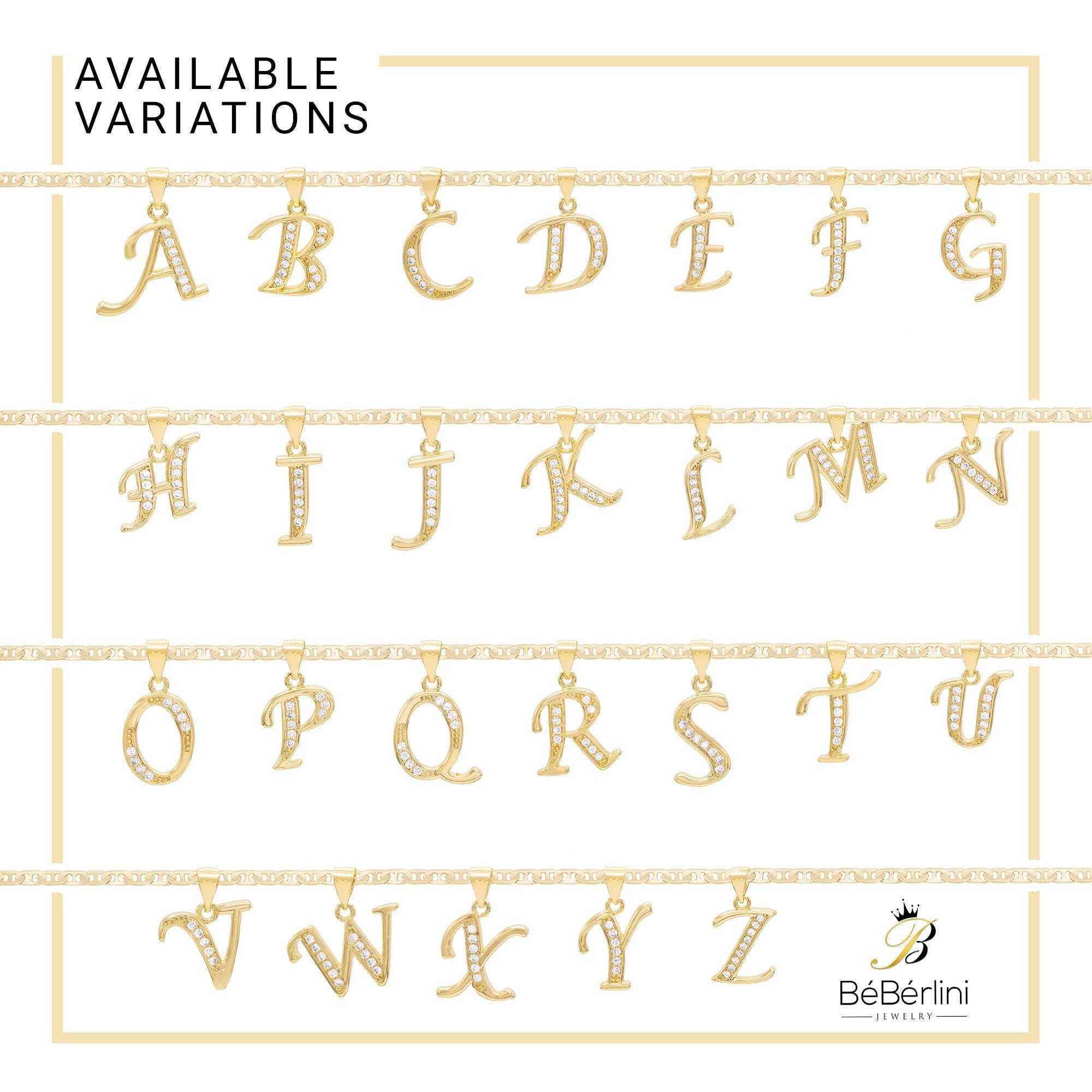 BEBERLINI Letter CZ Charm Initial Anklet - 14K Gold Filled Mariner Chain Ankle Bracelet for Women | Dainty Jewelry Gift for Her, Birthday, Anniversary, Everyday Wear