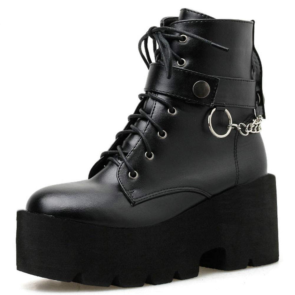 Gothic Platform Combat Boots for Women - Punk Chunky Heel Lace Up Ankle Booties | Perfect for Alternative Fashion, Concerts & Edgy Street Style