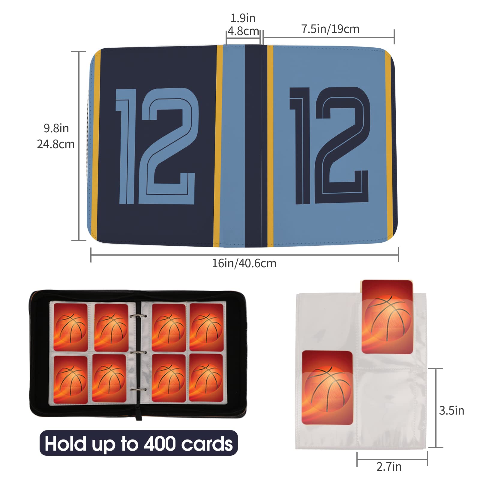 Premium 400-Pocket Basketball Card Binder with Protective Sleeves - 12