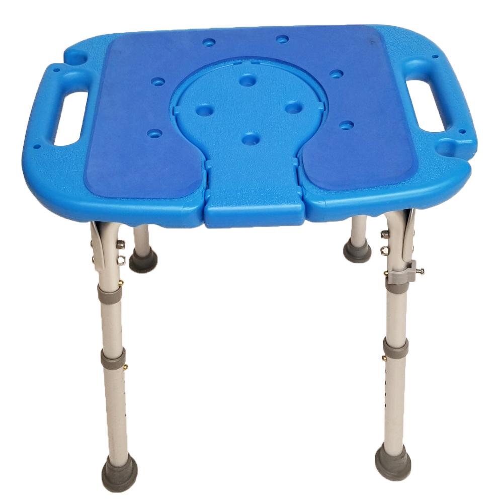 Atlas Deluxe Bariatric Shower Bench - 600lb Weight Capacity, Adjustable Height, Padded Seat with Cutout & Insert - Heavy Duty Bath Stool for Elderly & Disabled - Perfect for Safe Bathing & Showering