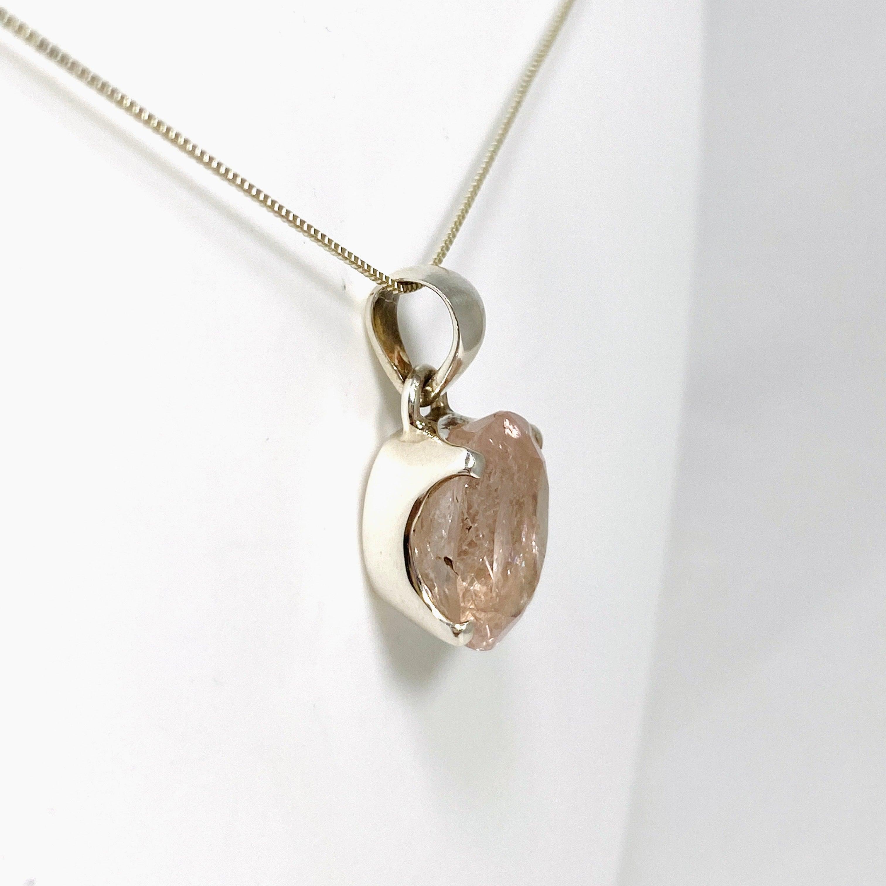 Morganite Faceted Oval Pendant Necklace PPGJ687 - Elegant Jewelry Gift for Women, Perfect for Weddings, Anniversaries & Special Occasions