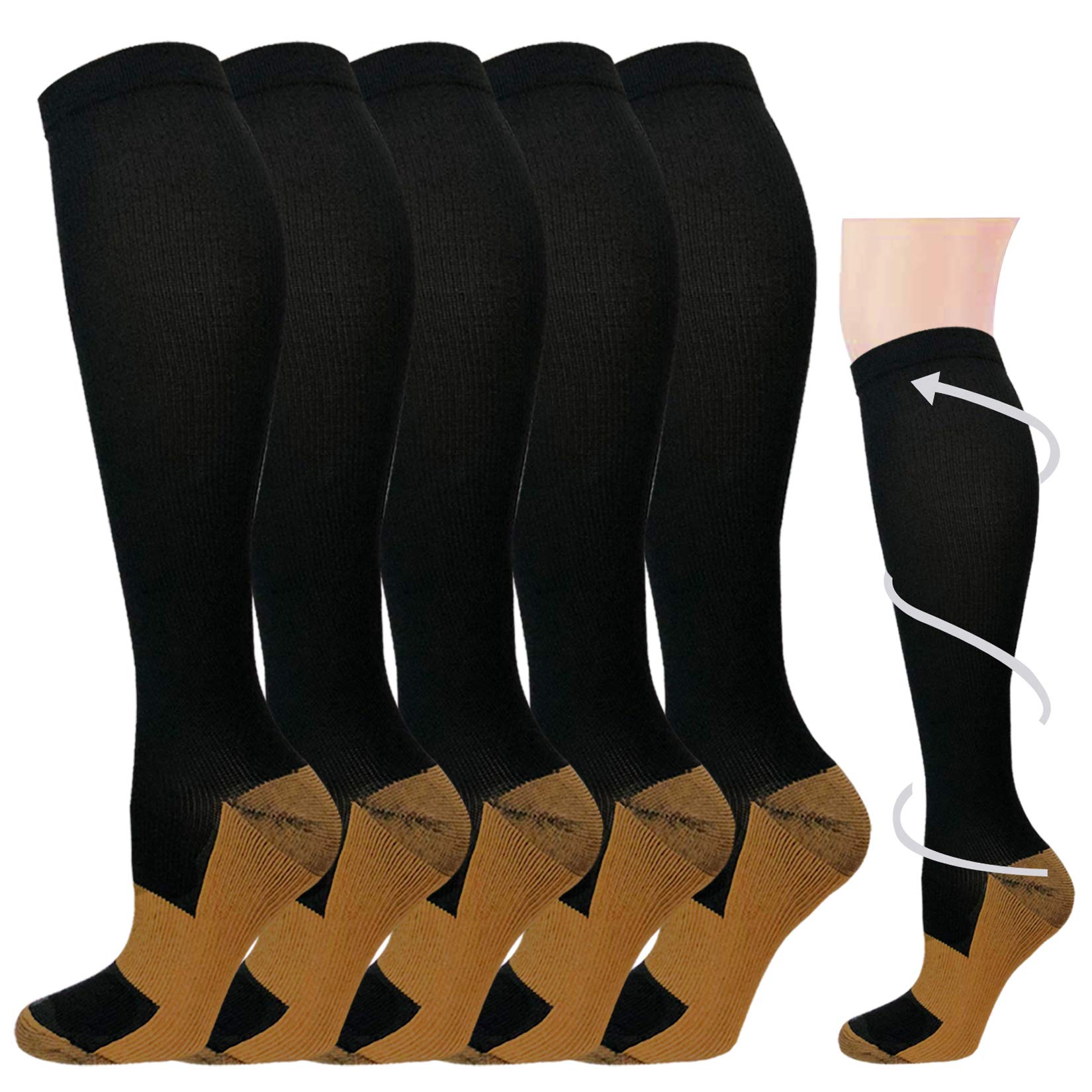 Hi Clasmix Graduated Compression Socks for Women & Men - Wide Calf Support Socks for Circulation, Pregnancy, Nurses, Running & Travel - Best for Workouts, Long Flights & Daily Comfort