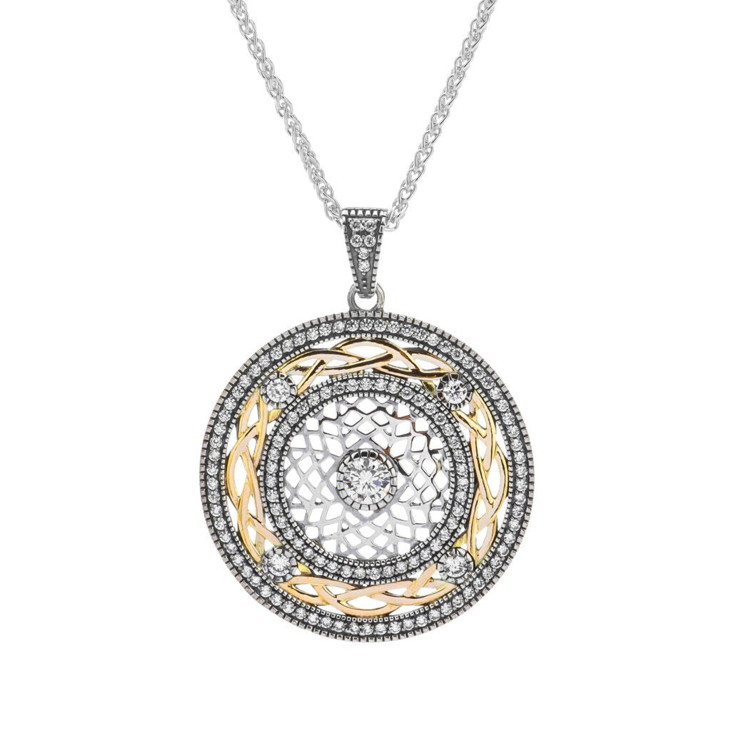 10K Yellow or Rose Gold Brave Heart Pendant with Silver & White/Blue Cubic Zirconia - Elegant Jewelry Gift for Women, Perfect for Valentine's Day, Anniversary & Special Occasions