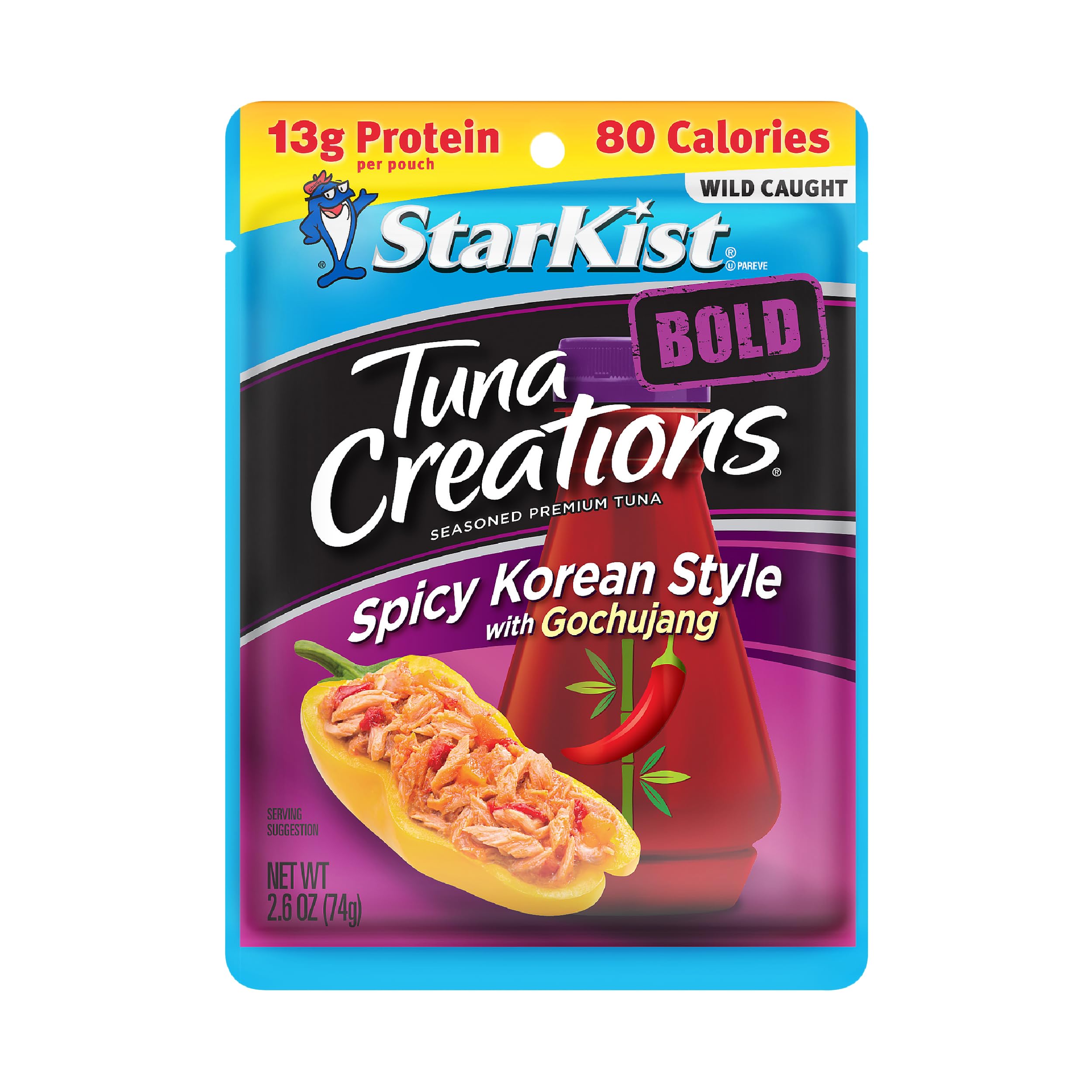 StarKist Tuna Creations BOLD Spicy Korean Style with Gochujang - 2.6 oz Pouch (Pack of 12) | Premium Flaked Tuna in Convenient Pouch | Perfect for Salads, Sandwiches & Quick Meals
