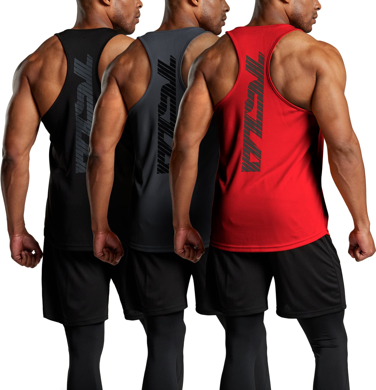 TSLA 3 Pack Men's Moisture Wicking Y-Back Workout Tank Tops - Breathable Gym Shirts for Bodybuilding & Athletic Training - Perfect for Weightlifting, CrossFit & Summer Workouts