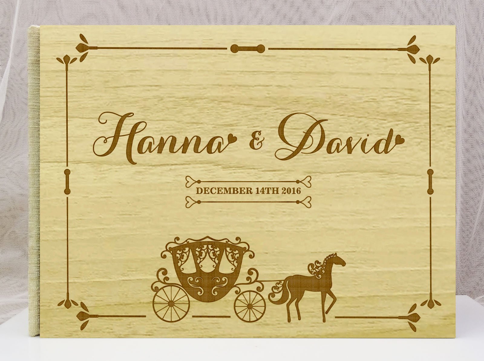 Personalized Rustic Wooden Wedding Guest Book - Engraved Bride & Groom Advice Book with 50 Pages - Perfect for Weddings, Anniversaries & Bridal Showers