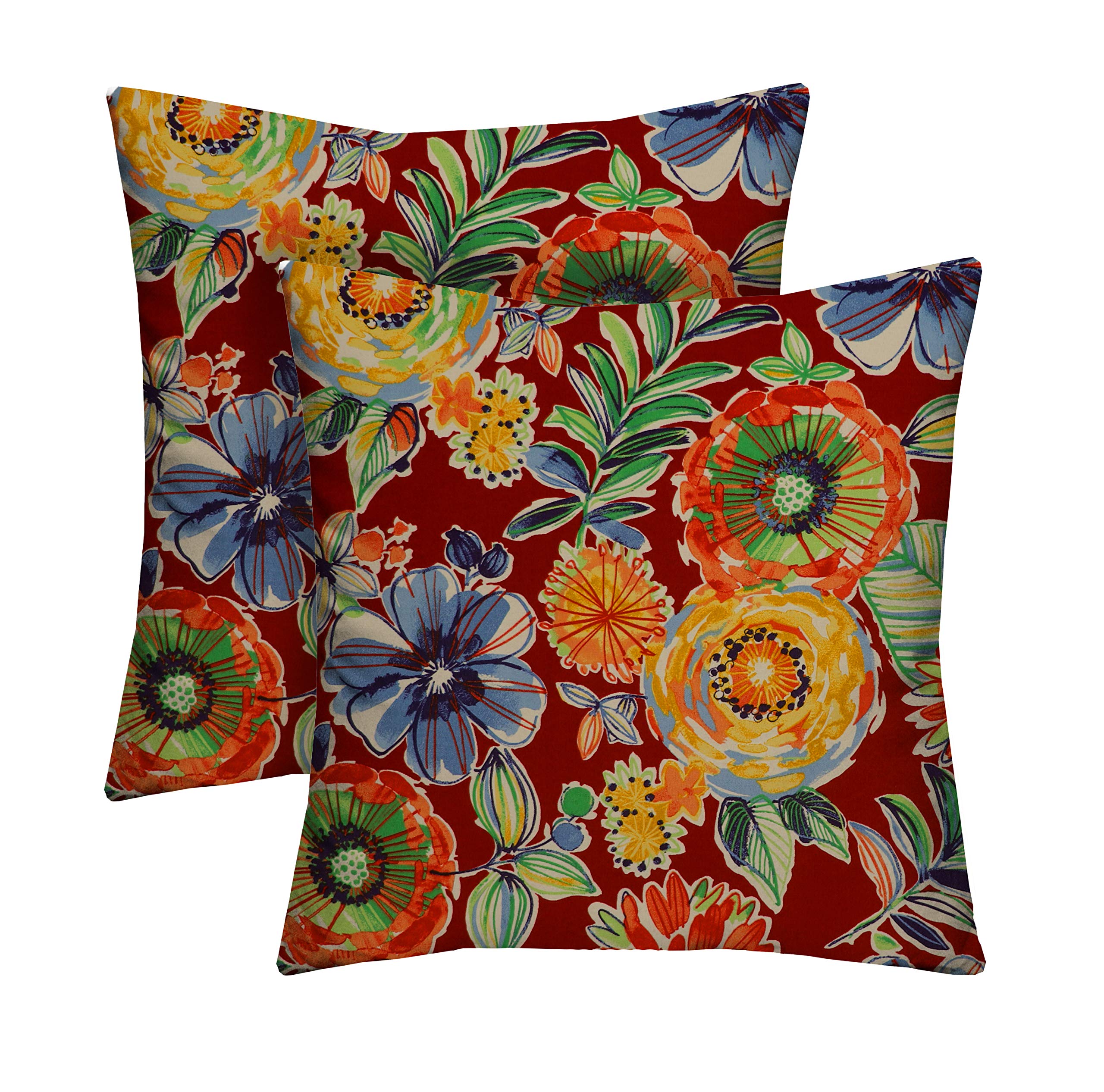 RSH DECOR: 24x24 Inch Square Throw Pillows Set of 2 - All-Weather Spun Fabric, Waterproof & Fade-Resistant Outdoor Decorative Cushions for Patio Furniture (Colsen Berry) - Perfect for Garden, Poolside & Porch Decor