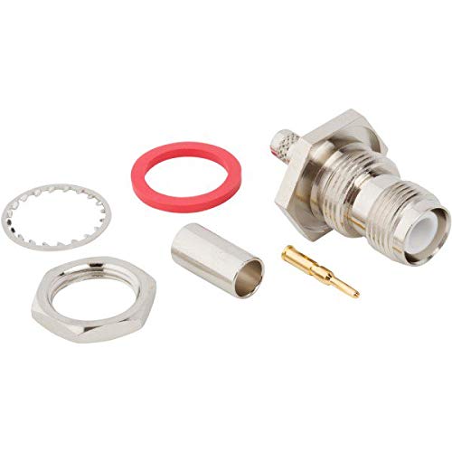 TNC Straight Crimp RF Connector for RG-58 LMR-195 50 Ohm Bulkhead Reverse Polarized (5 Pack) - Perfect for Ham Radio, Antenna Installations & Networking Equipment