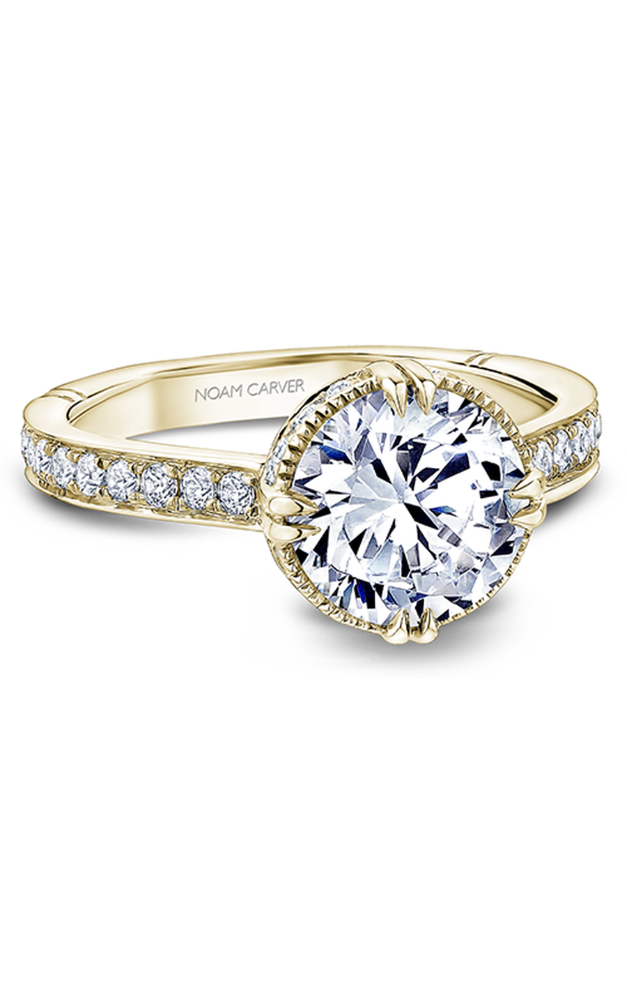 Noam Carver Atelier A004 03YA Engagement Ring - 14K Gold Diamond Wedding Band for Women, Elegant Vintage Style Jewelry Gift for Brides, Anniversaries & Special Occasions