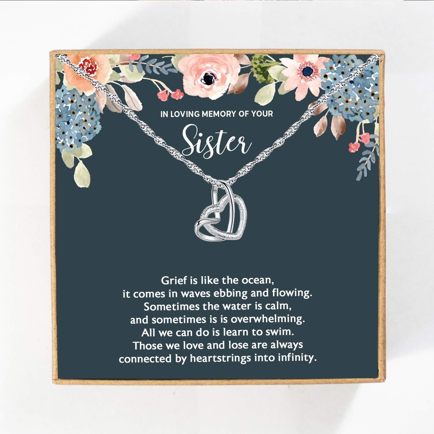 Sister Memorial Necklace - Sympathy Gift for Loss of Sister, Bereavement Keepsake Jewelry for Sister Remembrance | Comforting Gift for Grieving Sister, Funeral Memorial, Healing After Loss