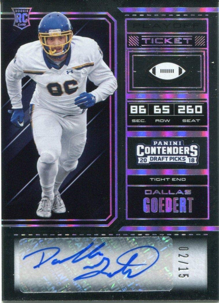 Dallas Goedert Autographed 2018 Panini Contenders Draft Picks Rookie Card - PSA Graded Football Memorabilia for Collectors & Eagles Fans - Perfect for Sports Memorabilia Displays & Investment Collections