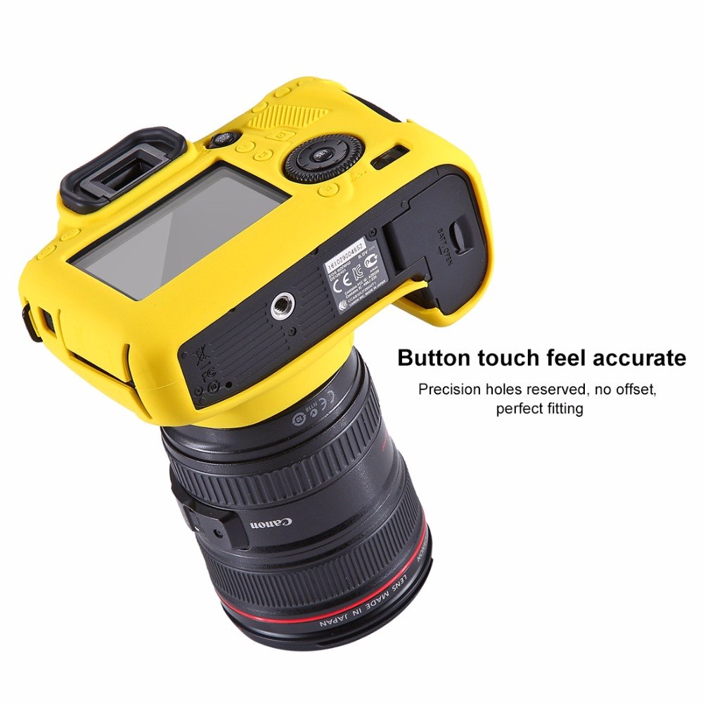 Professional Waterproof Silicone Camera Case for Canon EOS 6D DSLR - Shockproof Protective Cover with Non-Slip Grip (Yellow) - Perfect for Outdoor Photography, Travel & Adventure Shooting