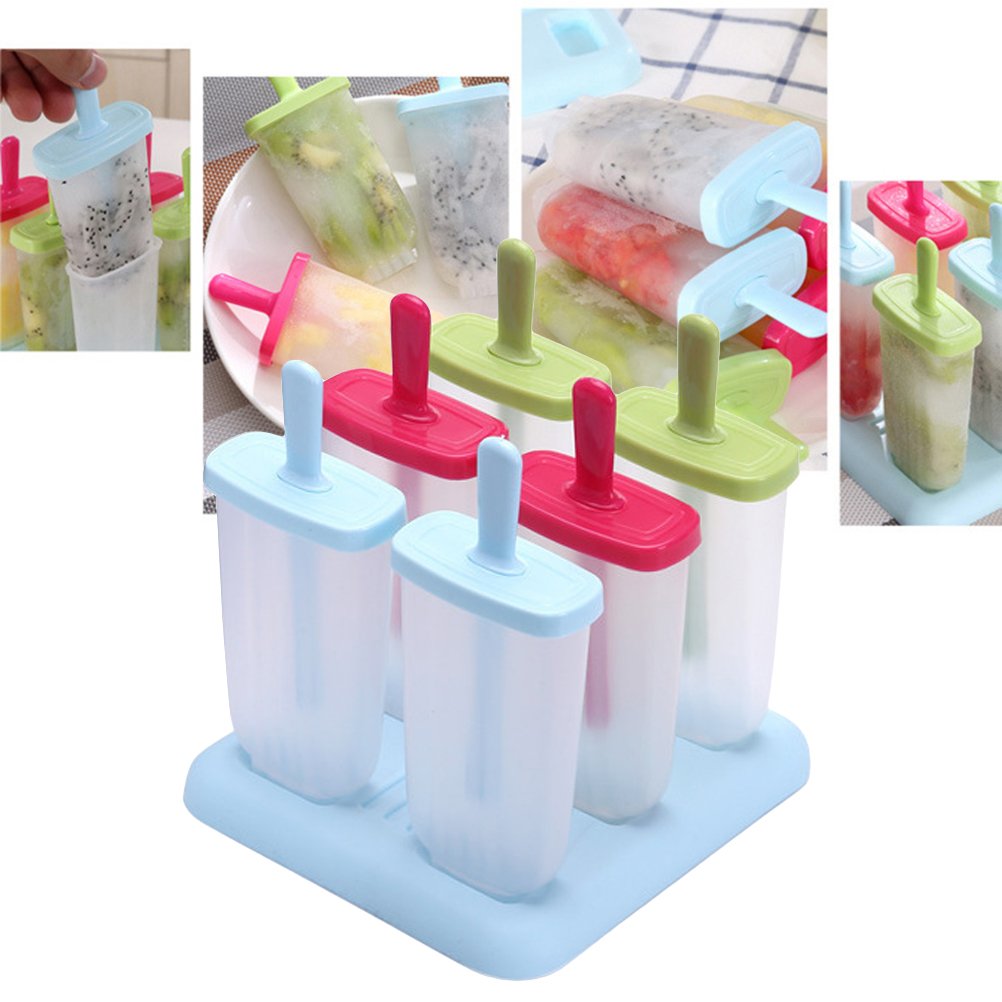 Cabilock 6 Popsicle Molds with Lids - BPA Free Ice Pop Makers for Kids, DIY Homemade Popsicle Kit - Perfect for Summer Treats, Birthday Parties & Family Fun