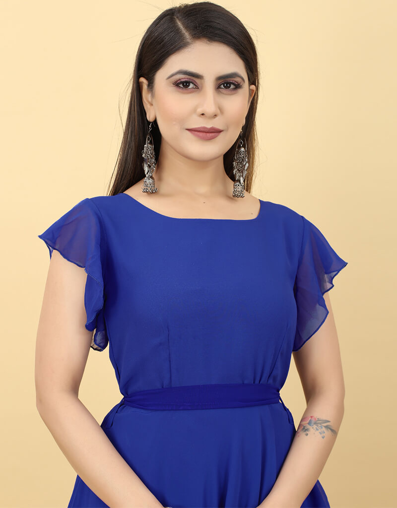 Elegant Blue Designer Party Gown for Women - Perfect for Evening Events, Prom, Weddings & Special Occasions
