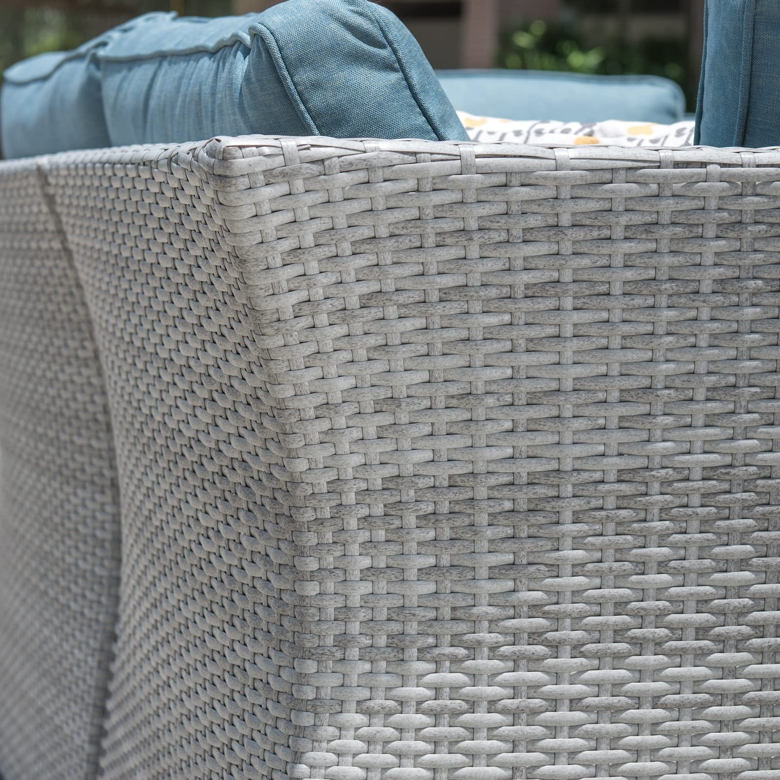 10-Piece Large Outdoor Furniture Set, 6-Seater All-Weather Wicker Patio Conversation Set with 4 Sofa Chairs, 2 Ottomans & 2 Side Tables - Perfect for Backyard, Deck, Garden or Poolside Relaxation (MS121)
