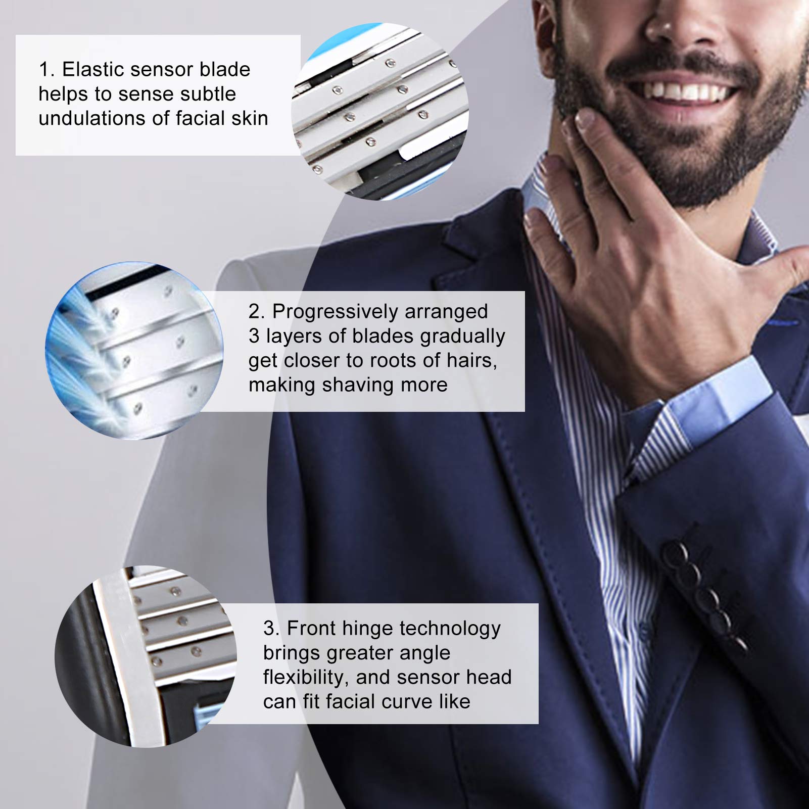 3-Layer Men's Barber Razor Blades - Double Lubrication Strip, 16-Pack for Professional Salon & Home Shaving | Smooth Shave for Beards & Body Hair