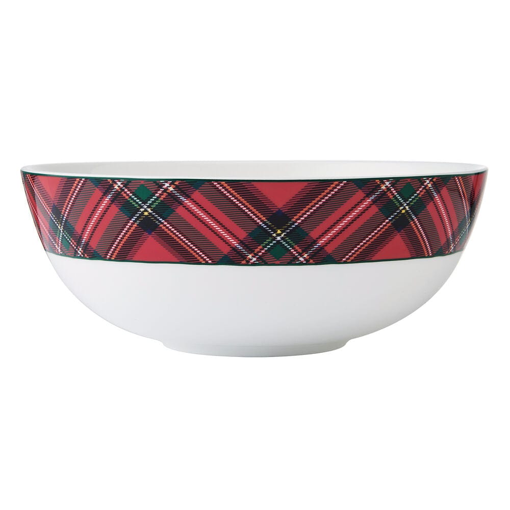 Tartan Red Serving Bowl - Elegant Ceramic Dish for Salads, Pasta, and Appetizers - Perfect for Dinner Parties and Holiday Gatherings