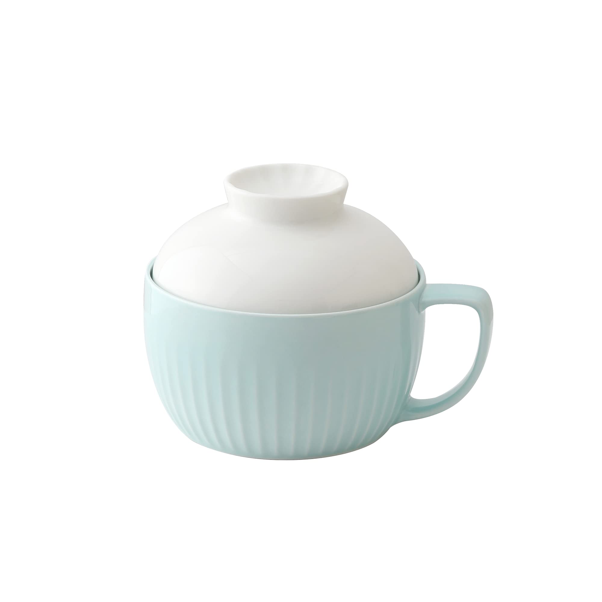 Premium ZEN Pleats Porcelain Multi-Cooker Bowls Set with Lid - 33oz (Mint Green) - Perfect for Meal Prep, Serving Dishes & Microwave/Freezer Safe
