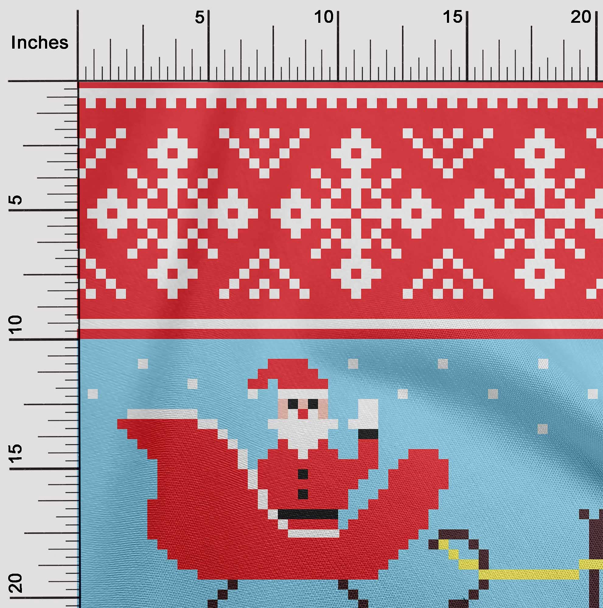 oneOone Polyester Spandex Red Christmas Print Fabric - 56