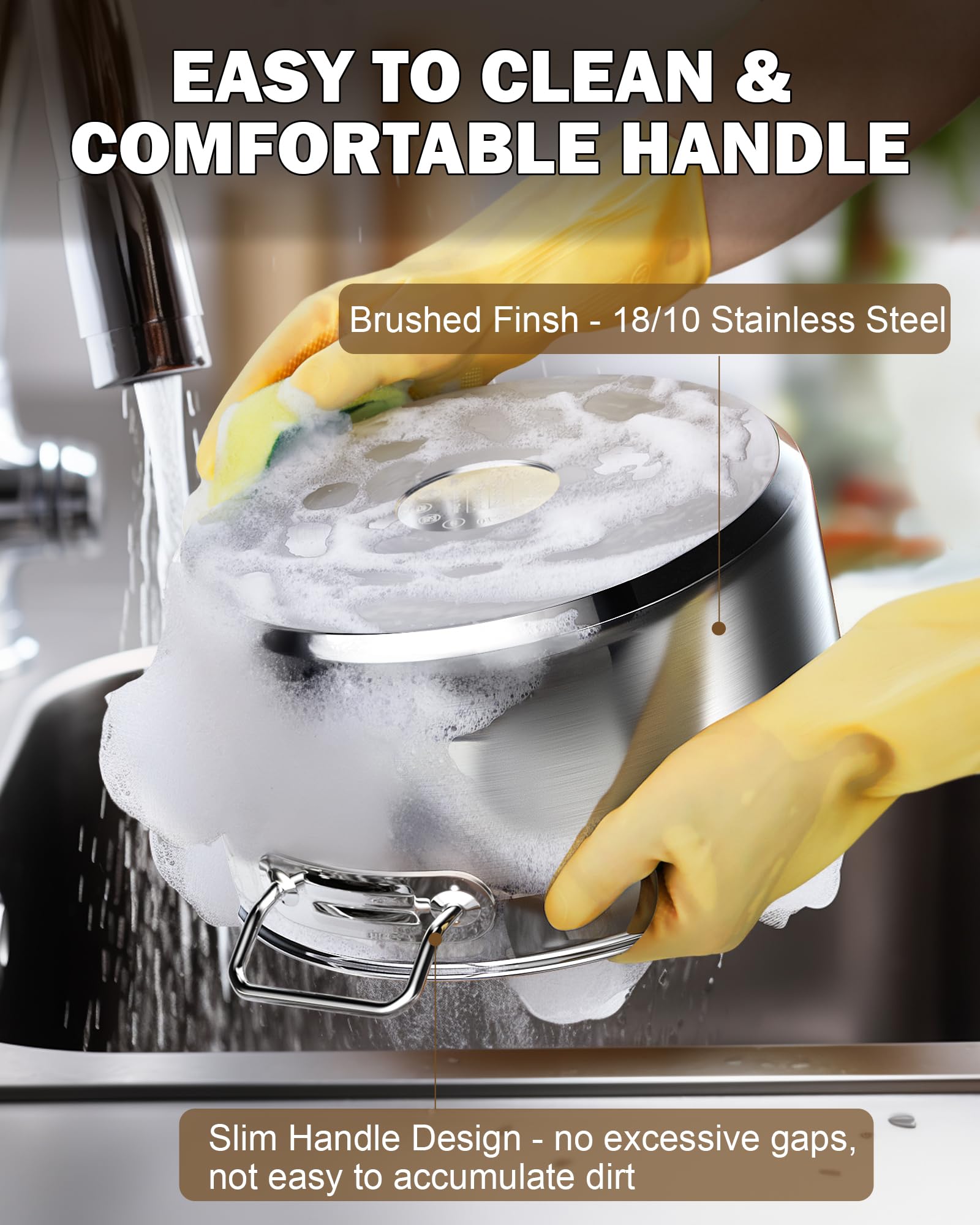 Professional Grade 8 Quart Stainless Steel Stock Pot with Lid - Cooks Standard Heavy Duty Stockpot for Soups, Stews & Cooking - Silver