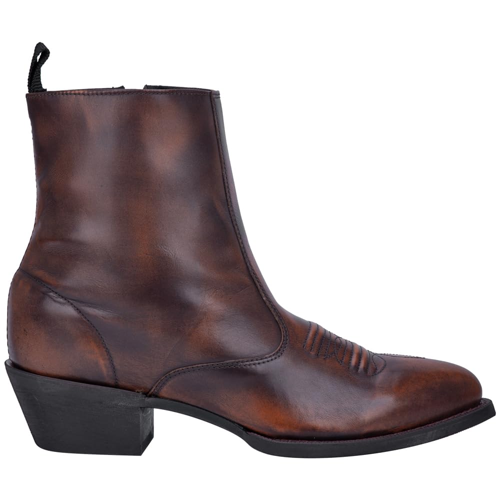 Laredo Men's Fletcher Pointed Toe Casual Ankle Boots - Brown Leather Western Style for Everyday Wear & Outdoor Activities