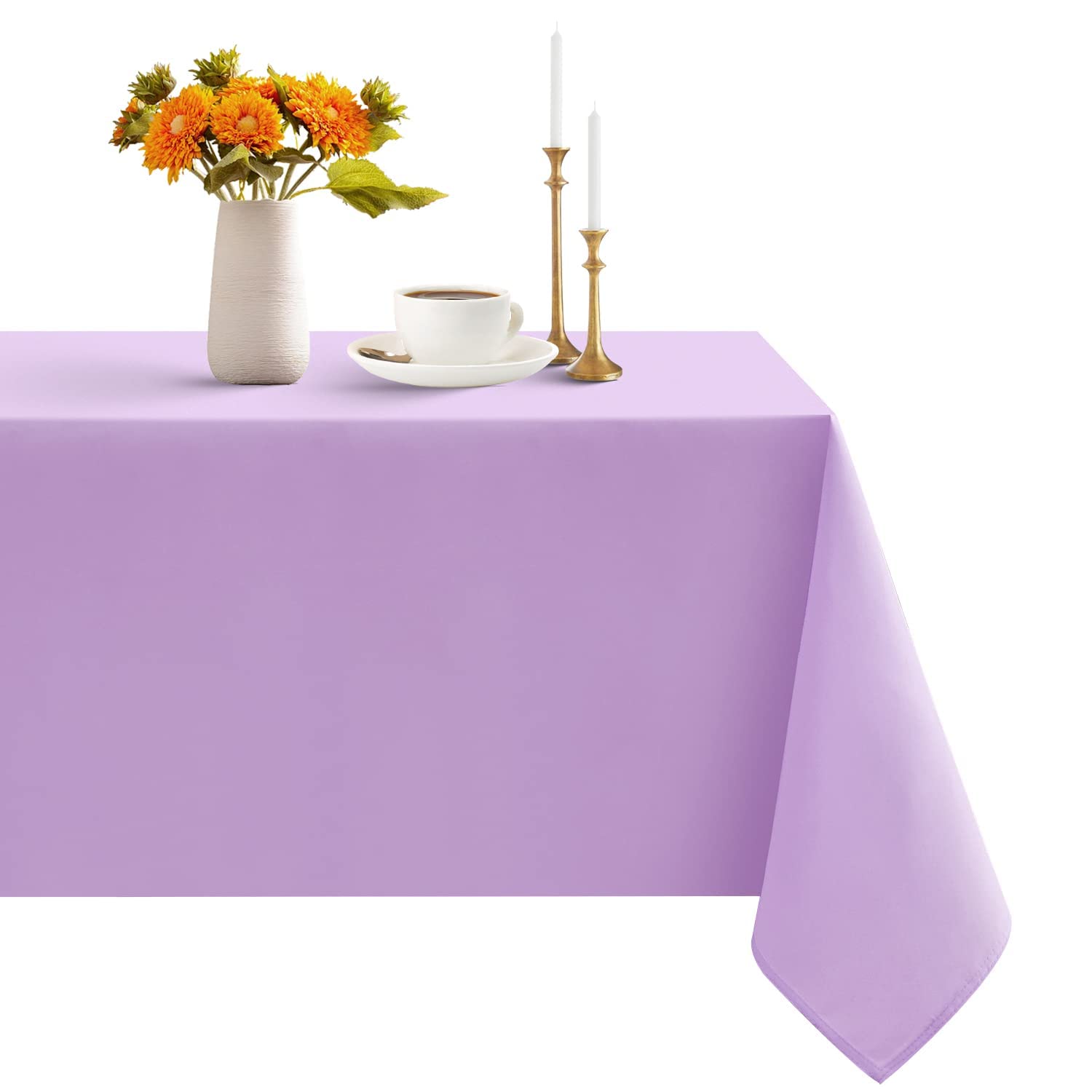 Romanstile Spring Rectangle Tablecloth - Waterproof & Wrinkle-Resistant Washable Polyester Table Cover for Kitchen, Dining, Party, Wedding - Indoor & Outdoor Use (54x78 Inches, Lavender) - Perfect for Picnics, BBQs, Holiday Gatherings & Home Decor